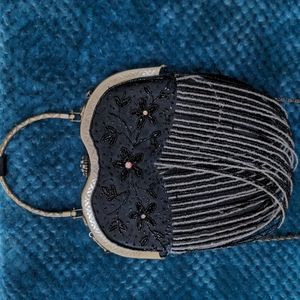 Vintage black beaded clutch
